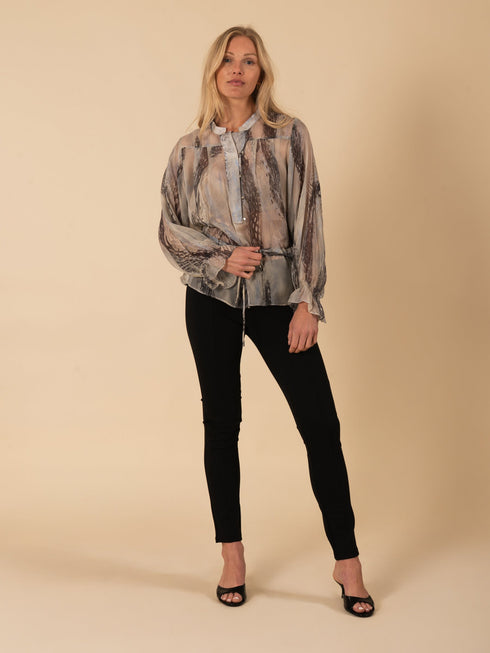 Sheer Marbled Silk Blouse